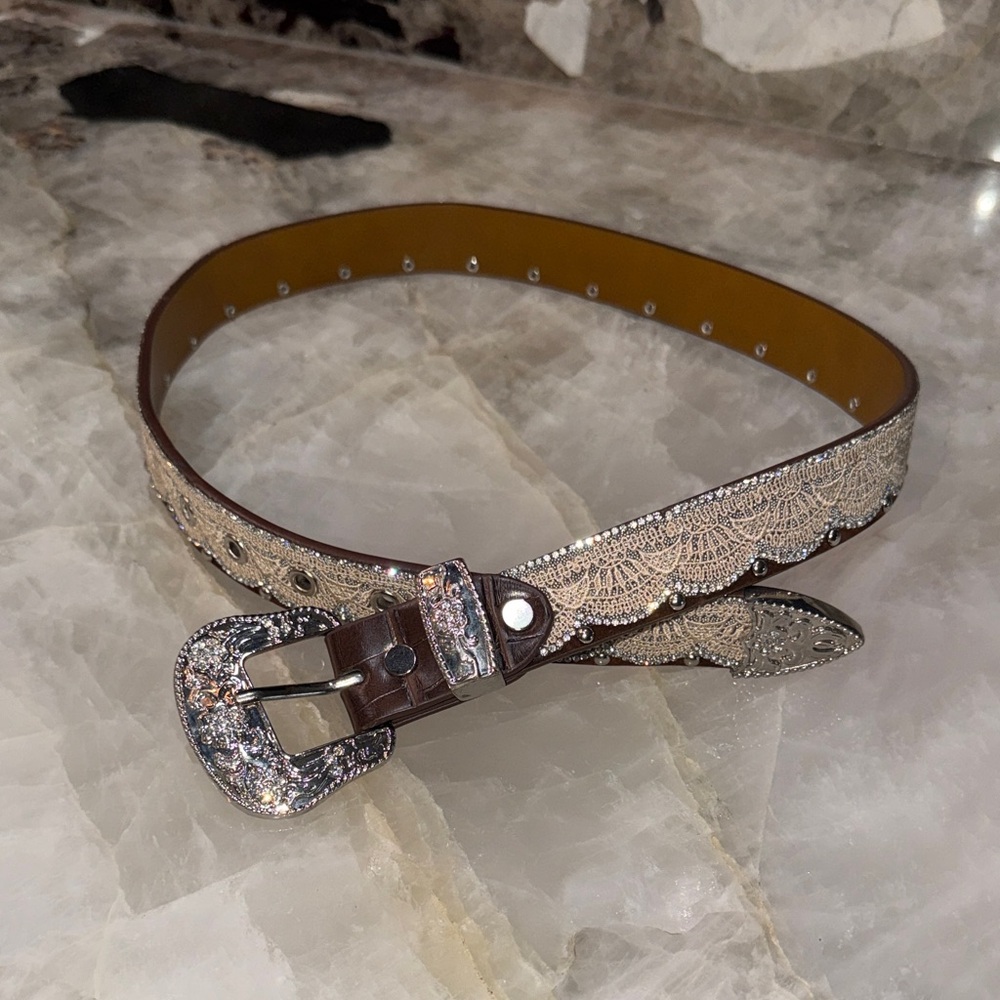 Genuine Leather lace and diamond kids xl belt